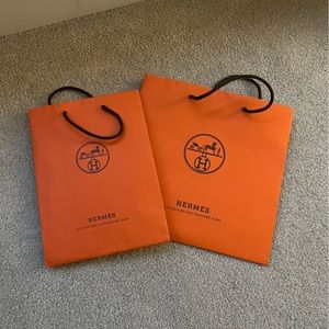 2 hermes medium sized shopping bags
